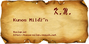 Kunos Milán névjegykártya