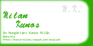 milan kunos business card
